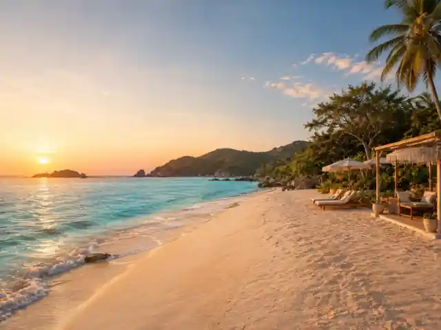 Tropical beach at sunset